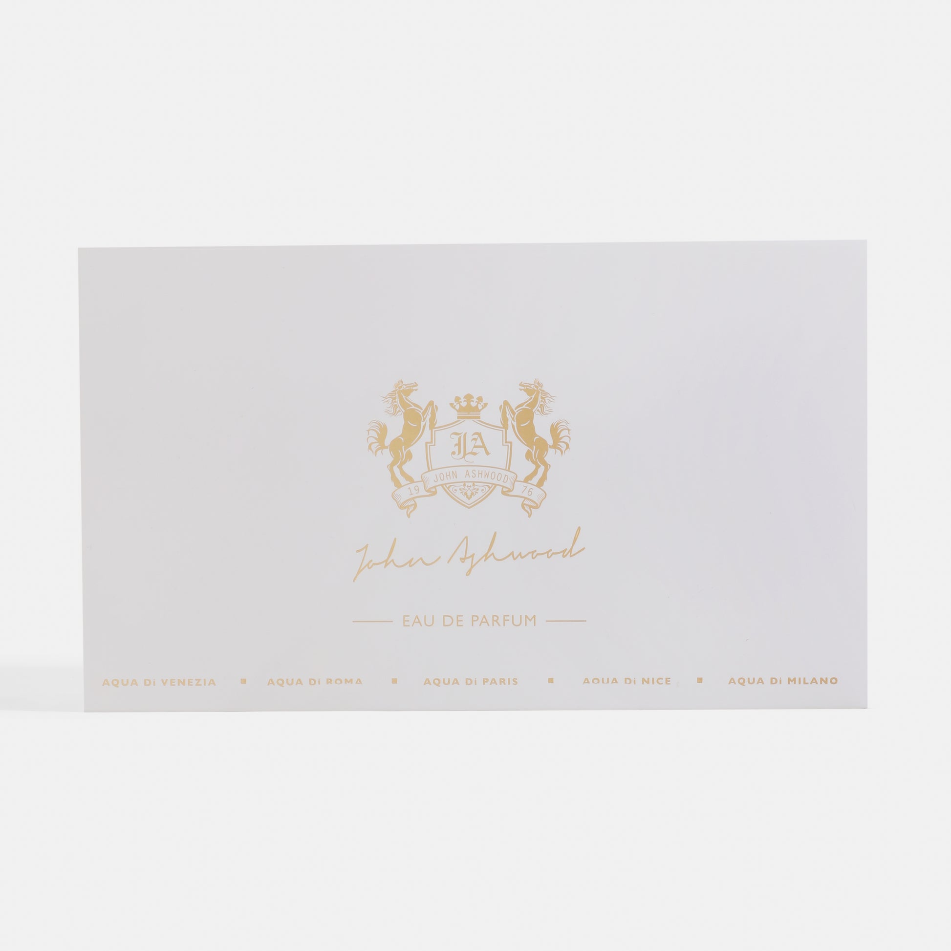 5 PC GIFT SET WHITE EDP White box with gold logo and text on a white background. 5 PC GIFT SET WHITE EDP