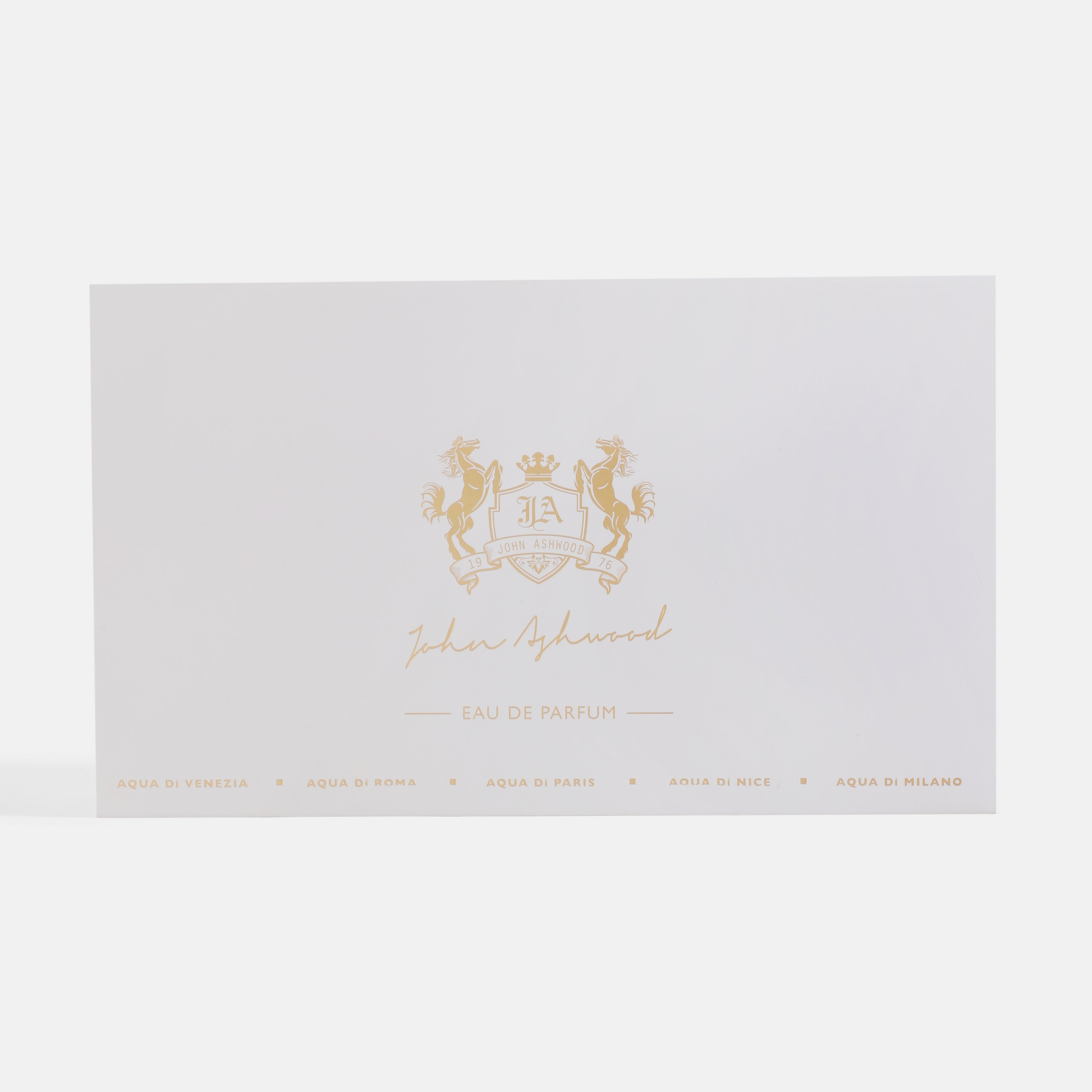 5 PC GIFT SET WHITE EDP White box with gold logo and text on a white background. 5 PC GIFT SET WHITE EDP