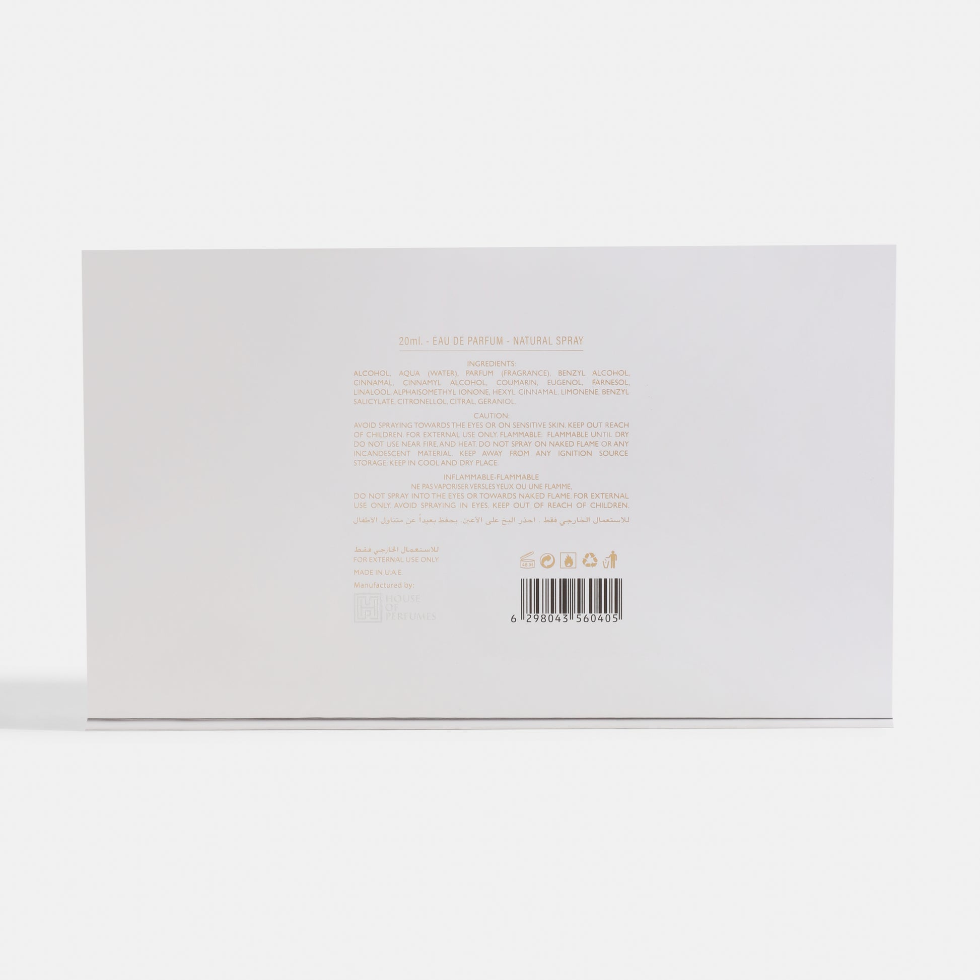 5 PC GIFT SET WHITE EDP Back cover of a book with text and a barcode on a white background.House Of Perfumes India
