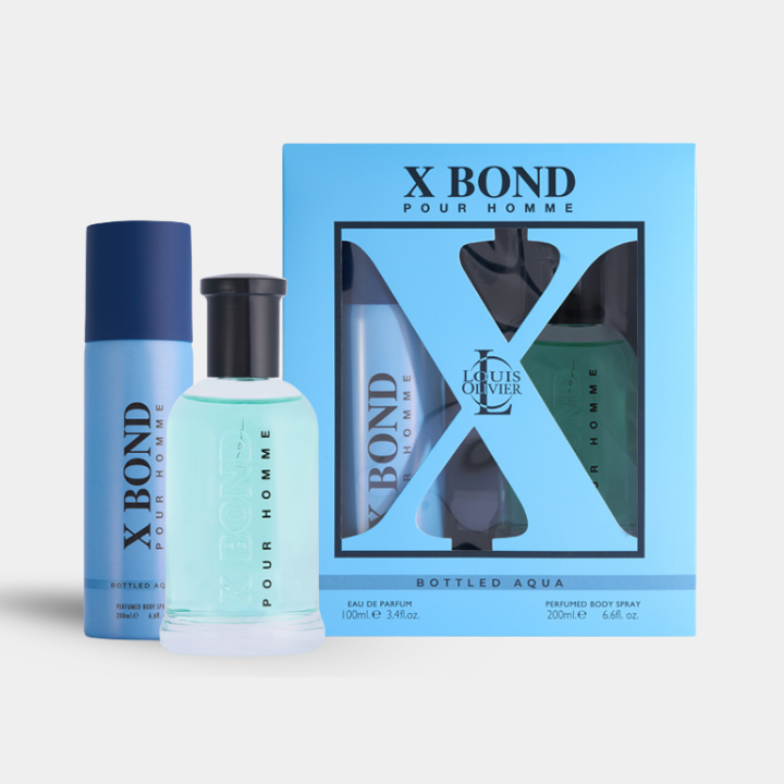 X Bond Pour Homme perfume, Bottled Aqua Gift set