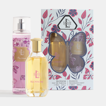 Louis Olivier Blossom-Gift-Set perfume set with two bottles and a decorative box on a white background