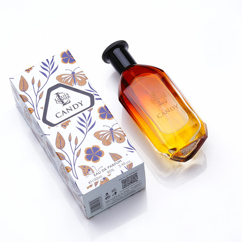 Candy perfume bottle and packaging on a white background. House Of Perfumes India