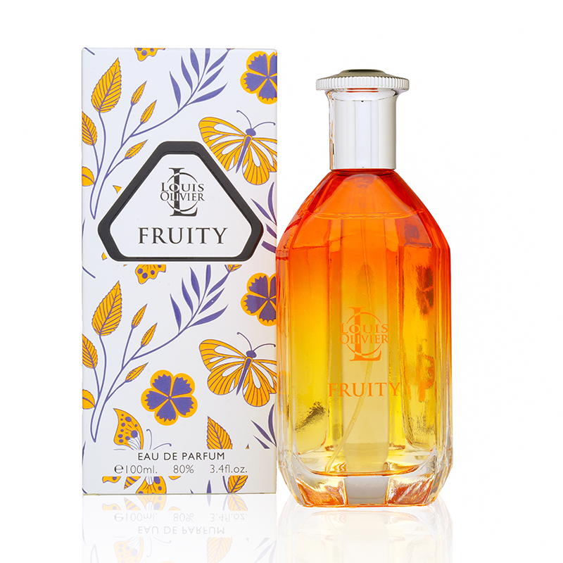 Louis Olivier Fruity perfume bottle and packaging on a white background