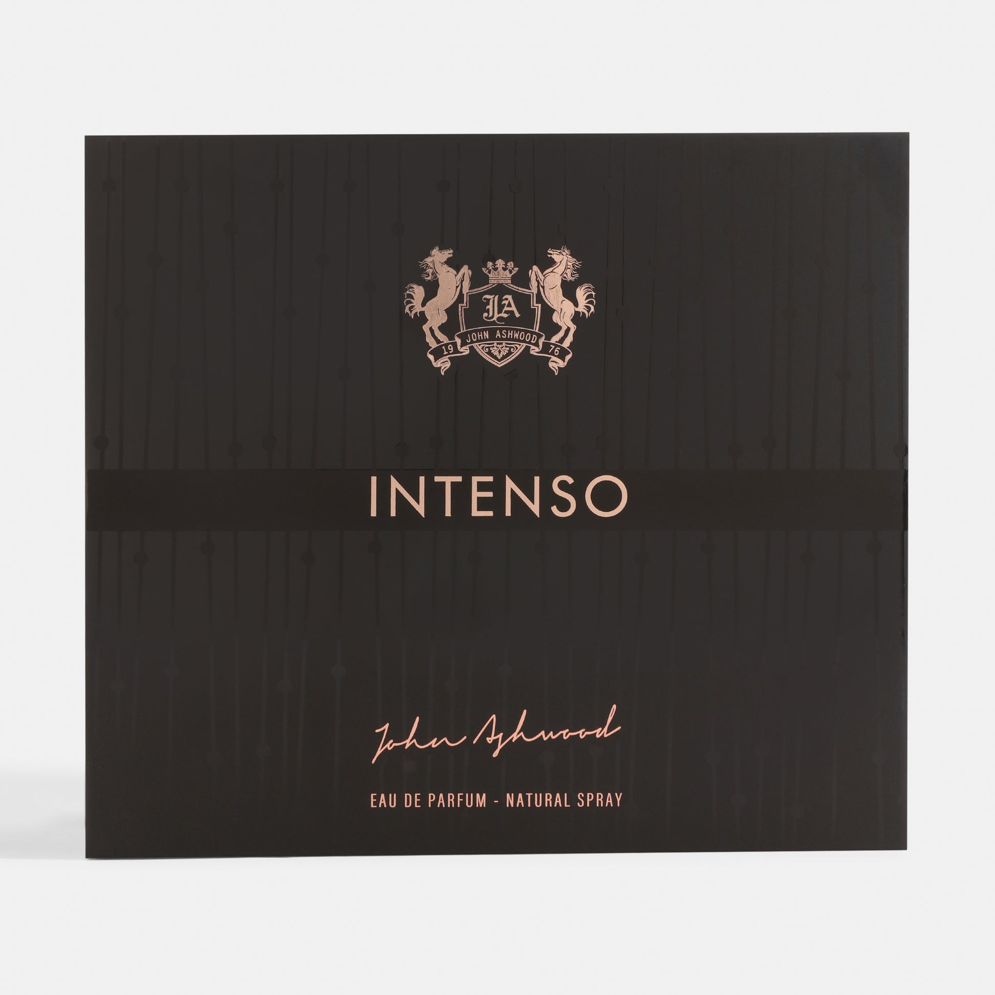 Black box of JA Intenso eau de parfum with brand logo and text.
