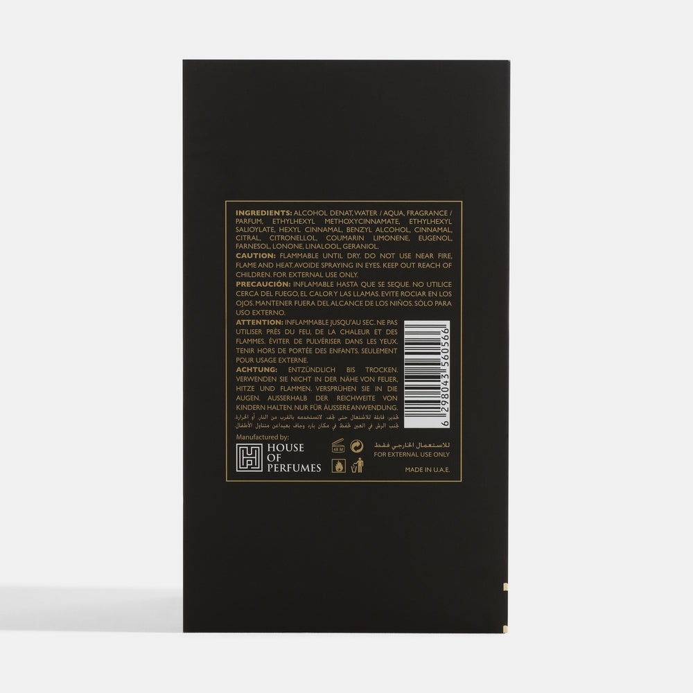 Laya Night Back label of a perfume bottle with text and branding on a white background. House Of Perfumes India
