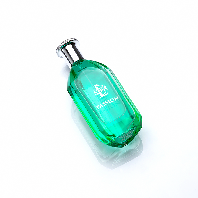 Louis Olivier Passion Green perfume bottle labeled 'Passion' on a white background