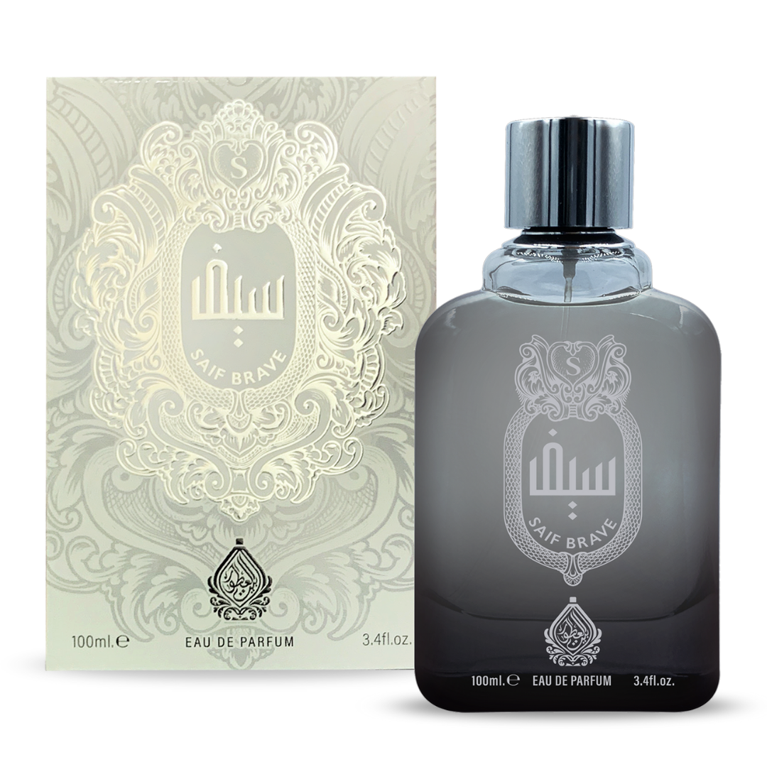 Saiir Brave perfume bottle and packaging on a white background