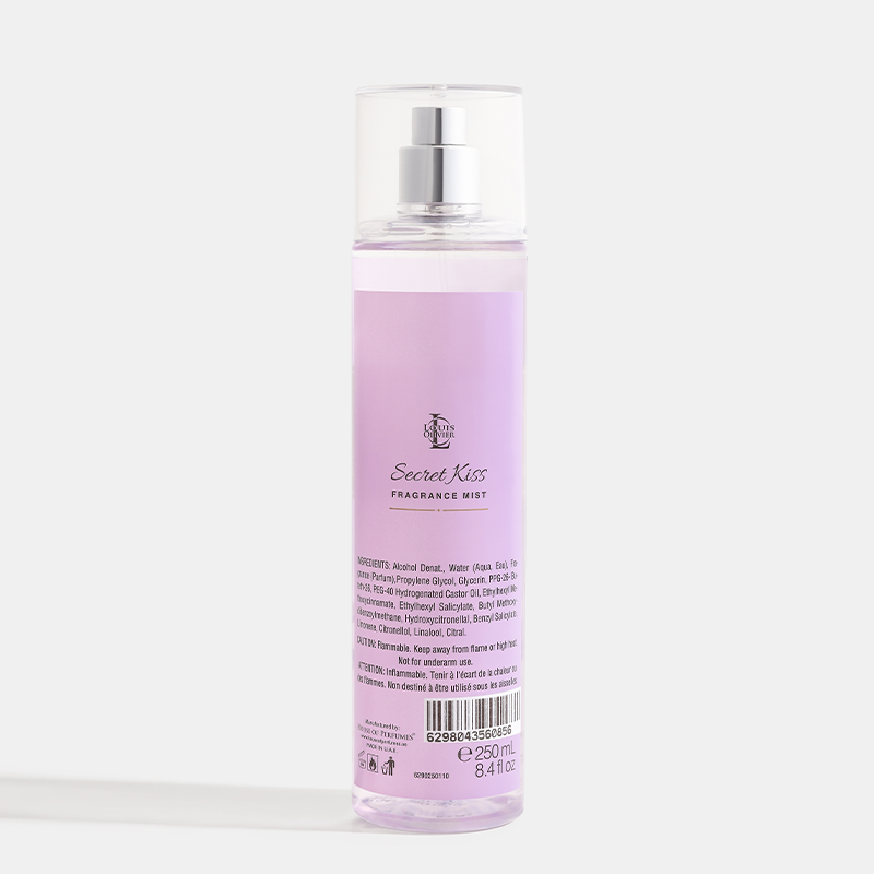 Secret Kiss Fragrance mist bottle with purple label on a white background. House Of Perfumes India