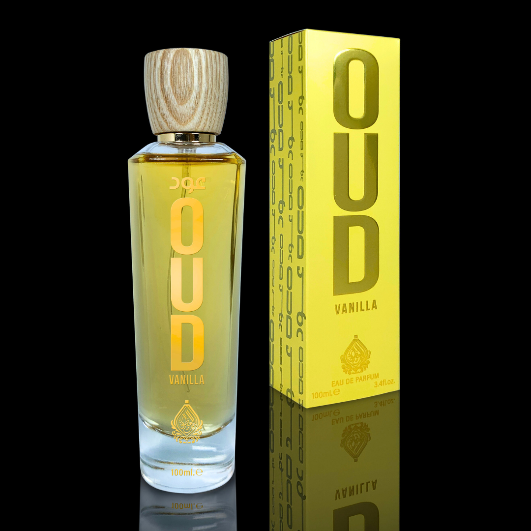 Oud Vanilla perfume bottle with box