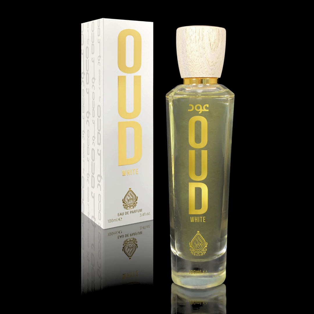 Oud White perfume bottle with Box