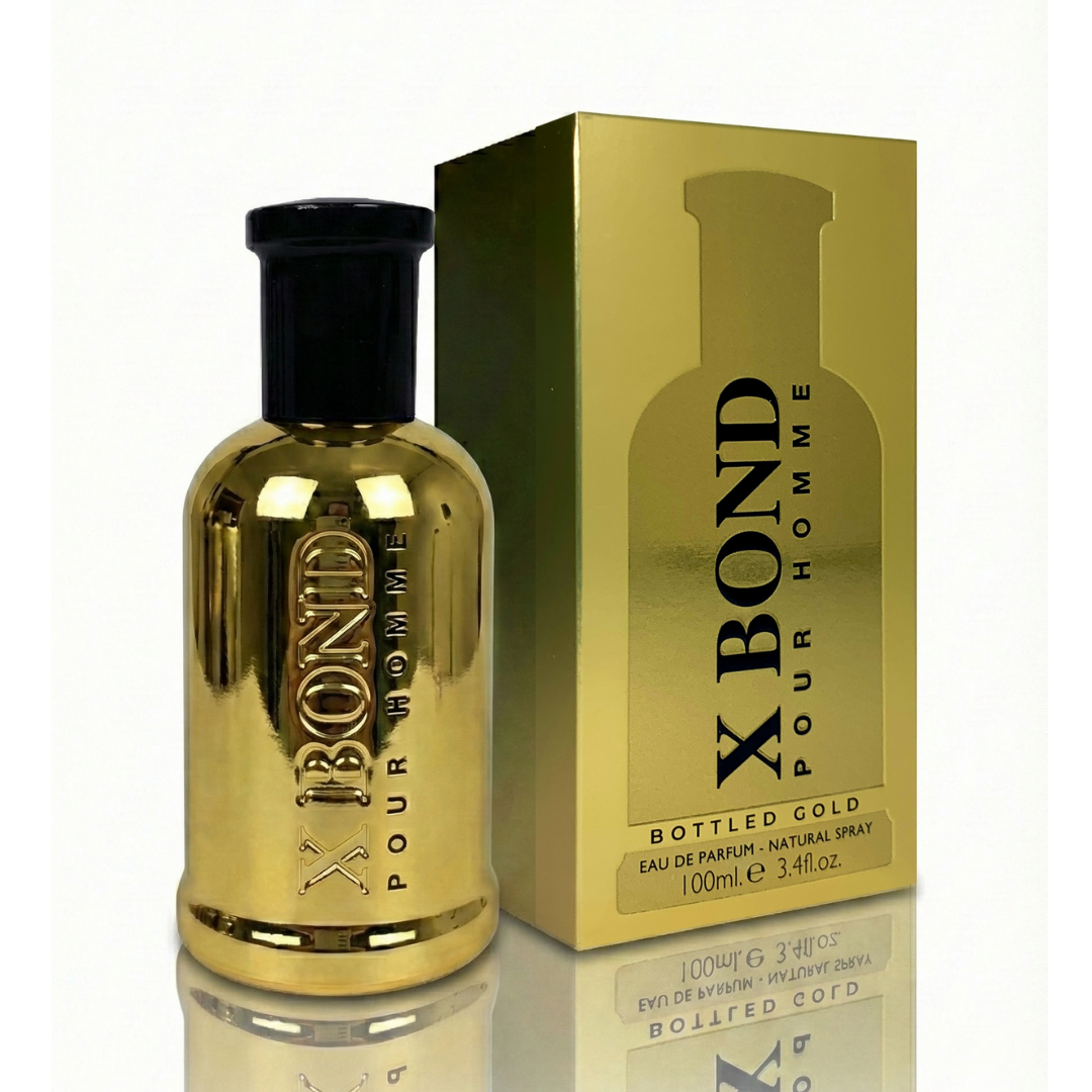 X Bond Pour Homme perfume bottle and packaging on a white background